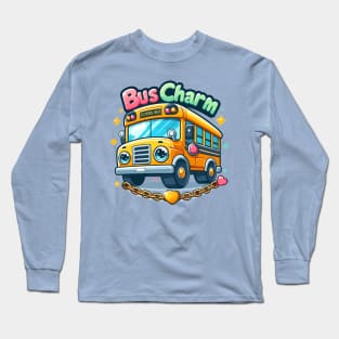 Cartoon Style School Bus Charm Long Sleeve T-Shirt